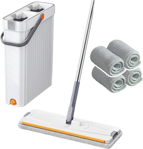 Mop and Bucket with 360-Degree Rotatable, Flat Mop Head for Cleaning Floor