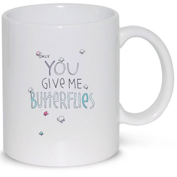 You Give Me Butterflies Boyfriend Girlfriend Anniversary Valentine Gift Mug