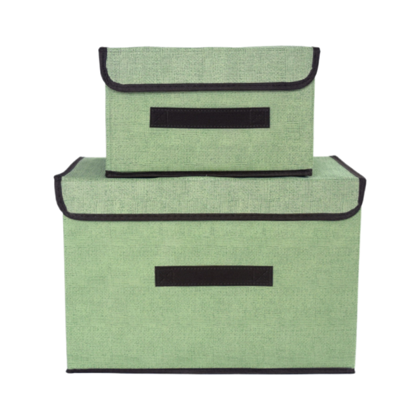 Storage Foldable Lidded Fabric Storage Box Large and Small Set