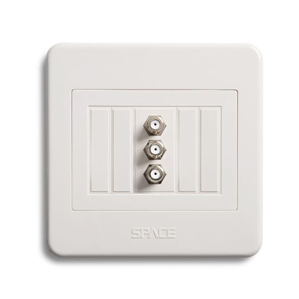 Space TV Wall Plate Cover Kit 1x Triple F Connector plate, 2x Blank