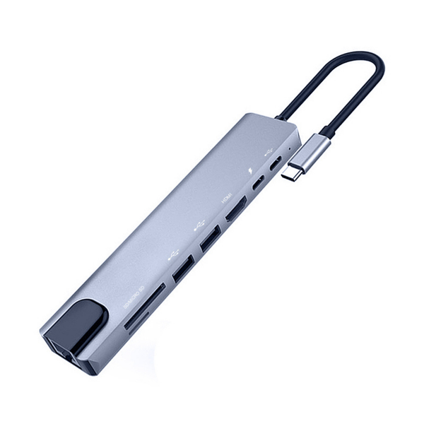 8in1 Multi-function Type-C HUB Adapter 4K HDMI, USB 3.0, MicroSD &amp; Charging