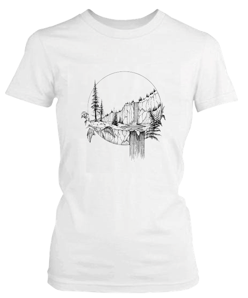 PepperSt Ladies White T-Shirt - Circular Mountains