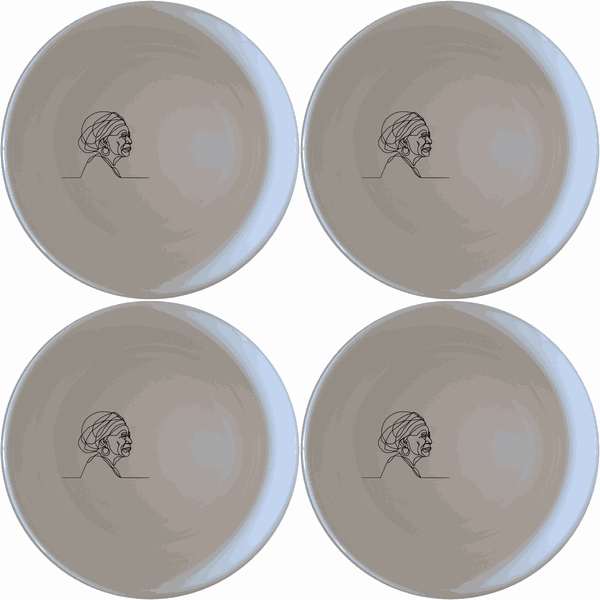 Face Old African Woman Bowl Set of 4 - Range 4