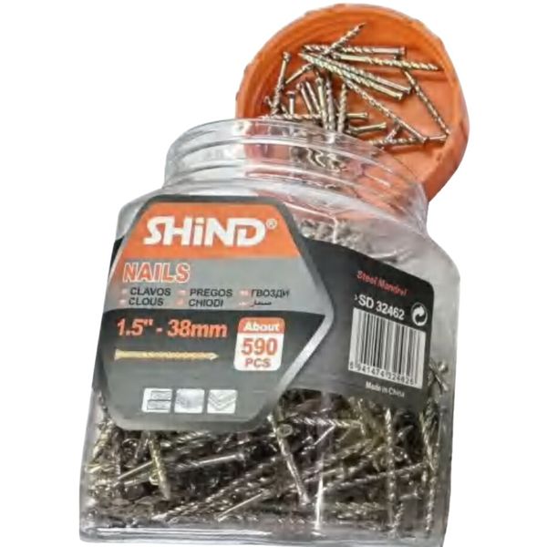 Shind 590-Piece 1.5-inch (38mm) Steel Mandrel Nails Pack