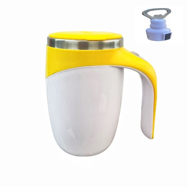 Automatic Stirring Coffee Mug Yellow And Bottle Opener