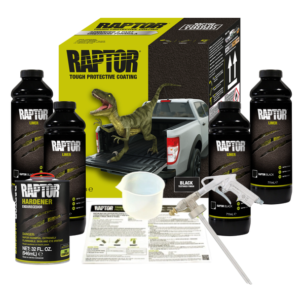 Raptor Protective Coating Black 4 Bottle Kit &amp; Raptor Application Gun