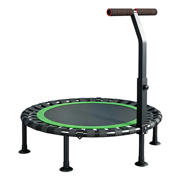 Foldable Mini Trampoline Adjustable Handrail Fitness Rebounder for Home Gym