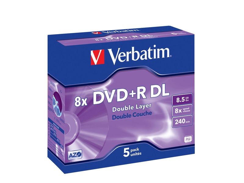 VERBATIM DVD+R DL (8X) Double Layered 8.5GB ( 5 Pack )