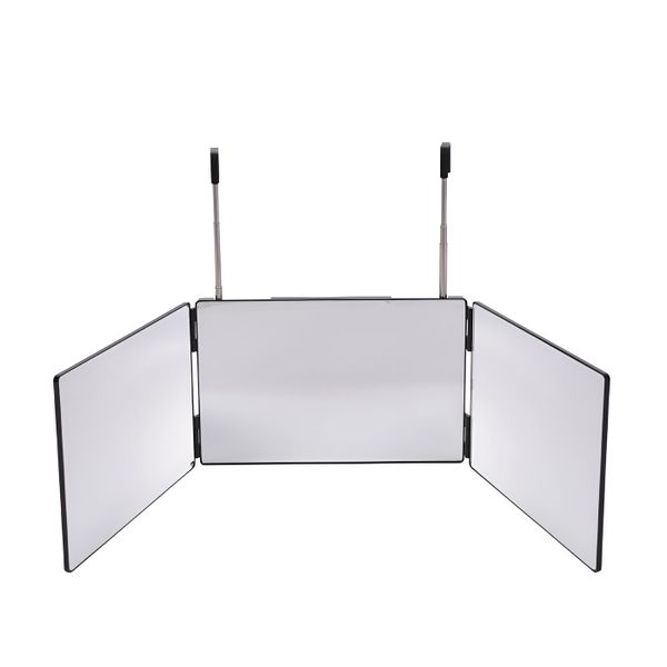 ABS Frame &amp; Aluminum Tri Fold Self Cutting Mirror with 360 View - Silver