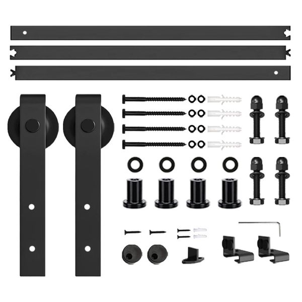 2.0m Barn Door Sliding Track System Hardware Kit - Black