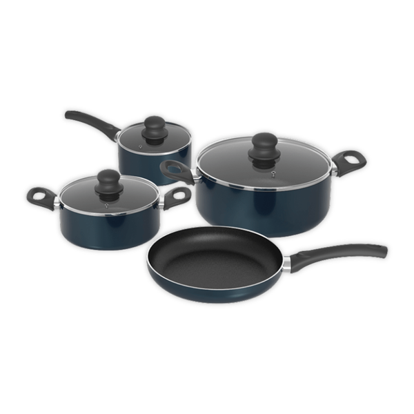 Harry's Homeware 7 Piece Blue Aluminium Cookware Set
