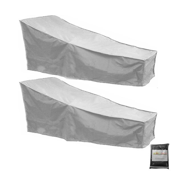 Heartdeco 420D Oxford Silver Beach Chair Covers with Storage Bag 2PCS