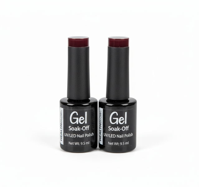 Healthglow Burgundy Gel Nail Polish 9.5ml - Long-Lasting &amp; - 2 Pack