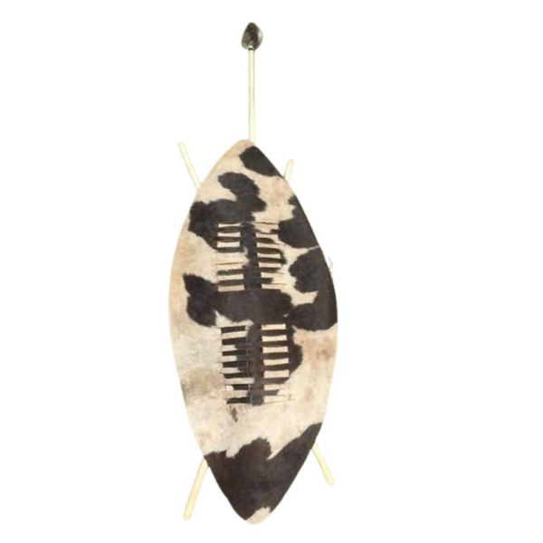 Authentic Zulu Shield Isihlangu, Handcrafted - Black and White - 92cm Tall