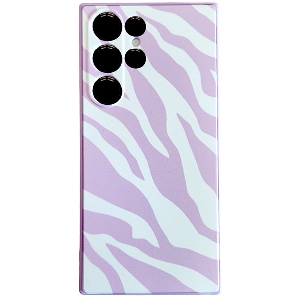 Purple Phone Case with White Zebra Print &amp; Pro Camera for Samsung S23 Ultra