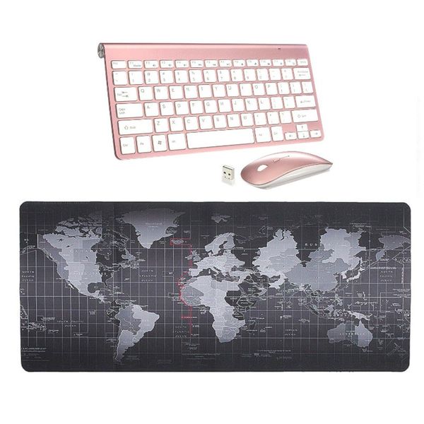 Wireless Multimedia Keyboard &amp; Mouse with World Mouse Pad - Rose Gold