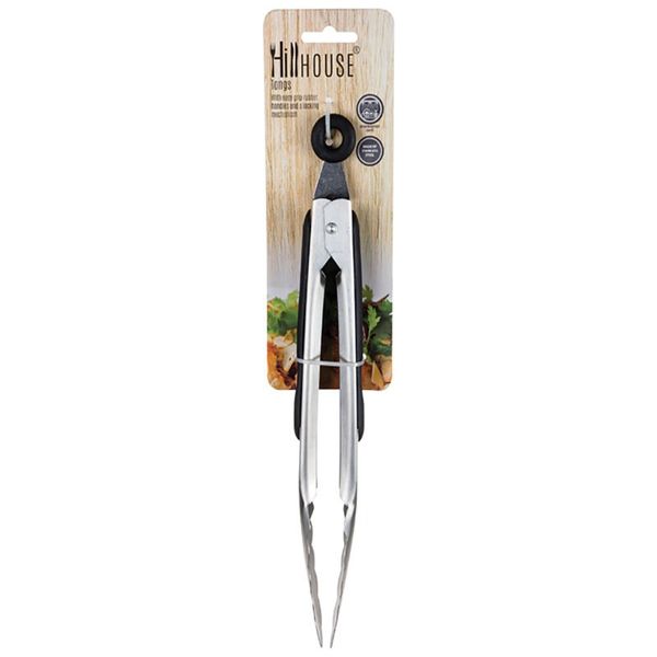Serving Tongs - Slotted - Stainless Steel - Rubber Grip - 23cm - 12 Pack