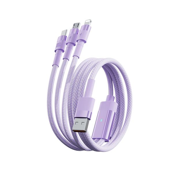 100W 3 in 1 Fast Charging Data Cable 3A USB Type C Cable Cord For Phone