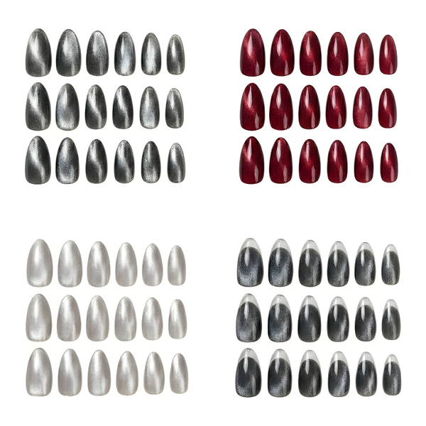 4-Pack (24 Piece Per Pack) Medium Almond Velvet Press On Nails