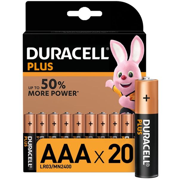 Duracell Plus AAA Alkaline Batteries, 1.5V LR03 MN2400 - 20 Pack