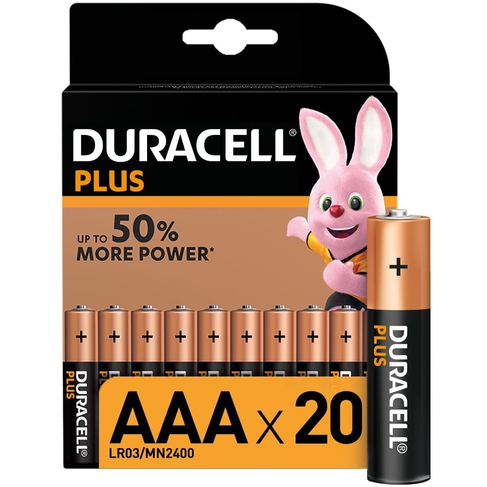 Duracell Plus Aaa Alkaline Batteries 15v Lr03 Mn2400 20 Pack Shop Today Get It Tomorrow