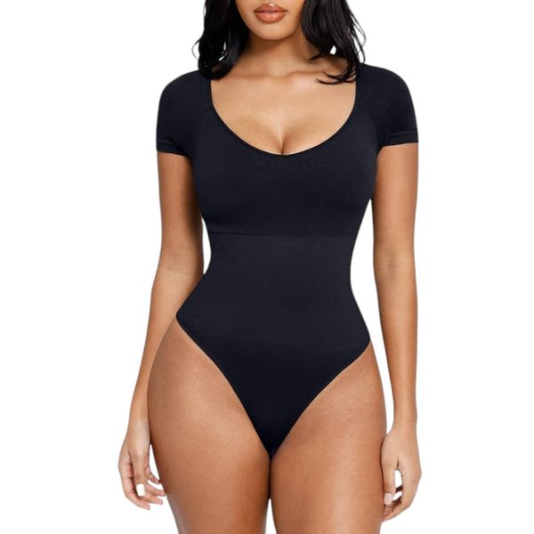 Pear Shapewear Shaping Scoop Neck Thong Bodysuit