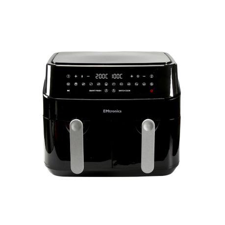EMtronics EMAFDD9LSL Digital 9L Double Basket Large Dual Air Fryer with  Timer - Stainless Steel