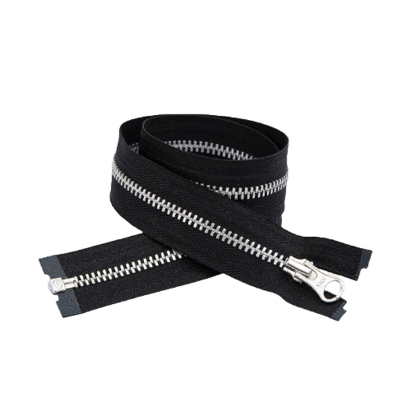 YKK Open End Zip - 10 Pack Black/Silver