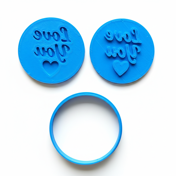 Love You Fondant Stamp &amp; Cutter Set - 3-Piece - 6cm - 3D Printed