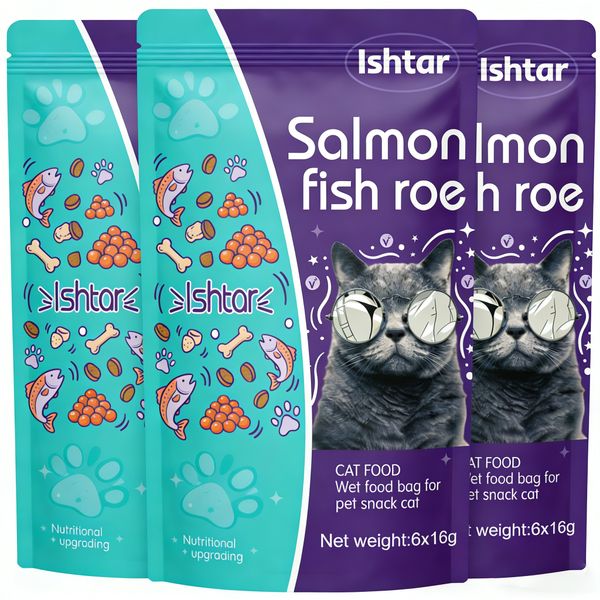3 Packs 18 Pieces Lickable Cat Treats for Cats and Kittens - Salmon Fish