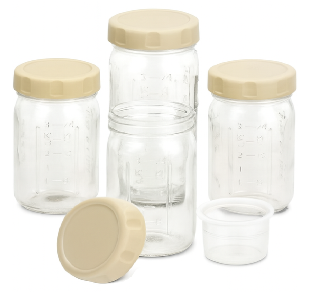4 Pack Glass Salad Jars with Lids &amp; Dressing Cups. Mason Jars for Meal Prep