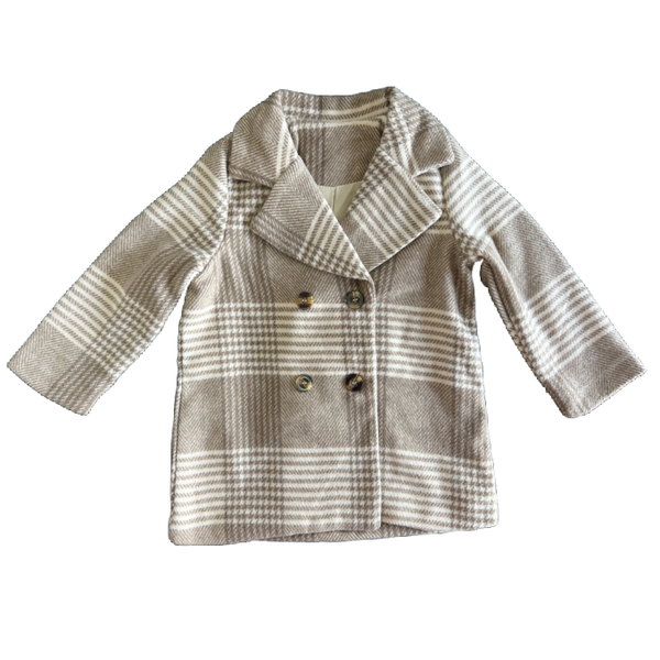 Girls Beige Regular Double-breasted Overcoat