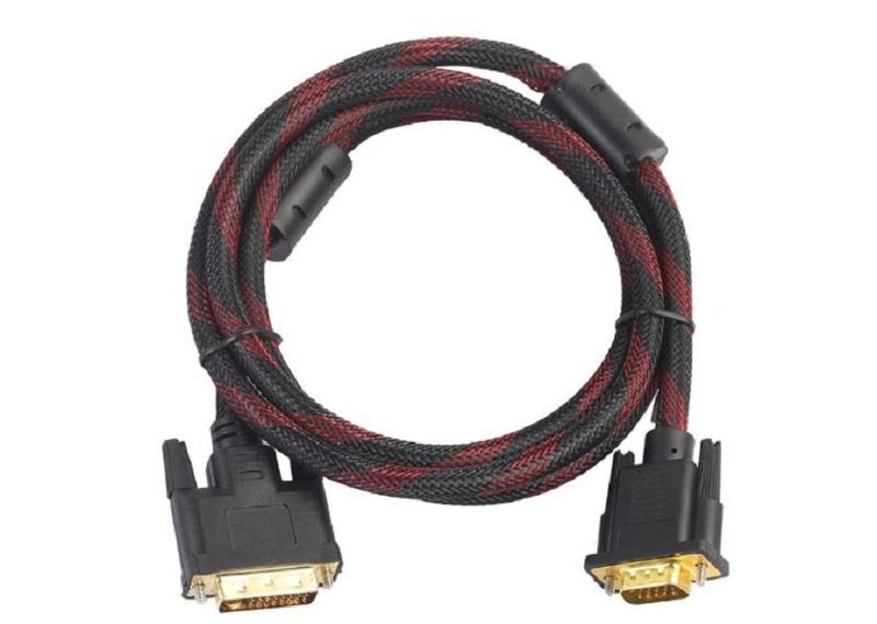 DVI Male-VGA Male (24+5P) Braided Cable 1.5M DVI-I