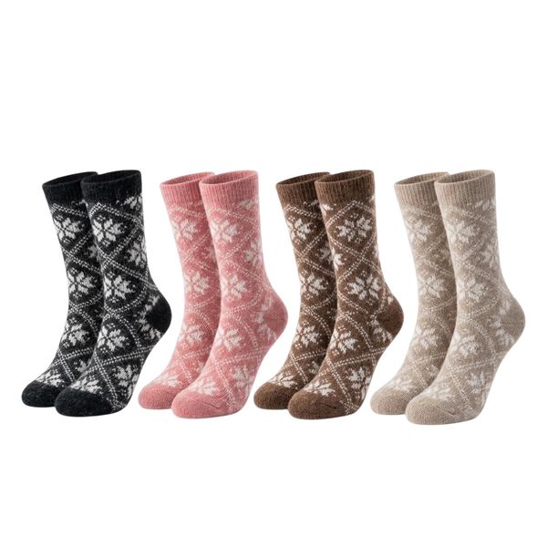 4 Pairs Premium Luxury Soft Cashmere Winter Socks Warm Comfortable for Her
