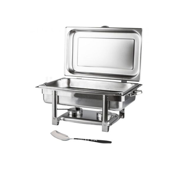 Stainless Steel Single Tray Chafing Dish - Food Warmer &amp; Serving Spoon