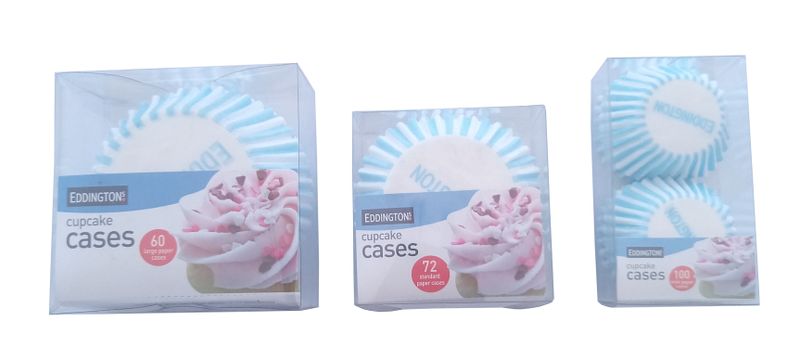 Eddingtons 232x Cupcake Case - 3 sizes 100xS-72xM-60xL - Blue White Stripe
