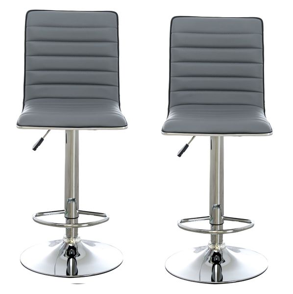 Bar Stools / Kitchen Counter Swivel Chairs - Set of 2 - Grey Colour
