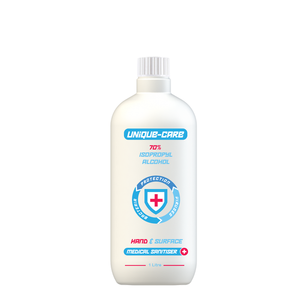 Unique Care Hand Sanitiser 1 Litre 70% Isopropyl Alcohol (Clear)
