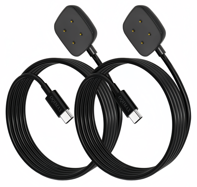 OQIMAX 2Pcs Charger Compatible With Fitbit Sense/Sense2/Versa3/Versa4 USB-C