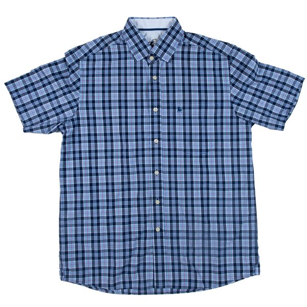 Z3 - Men's Corgi Checkered Cotton Short Sleeve Casual Shirt