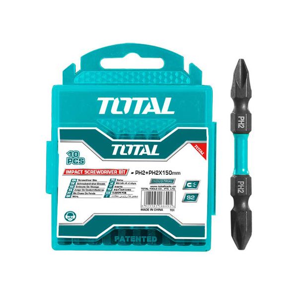 Total Tools Screwdriver Bit Set 10Pcs Impact S2 PH2+PH2 65mm (2 Sets)