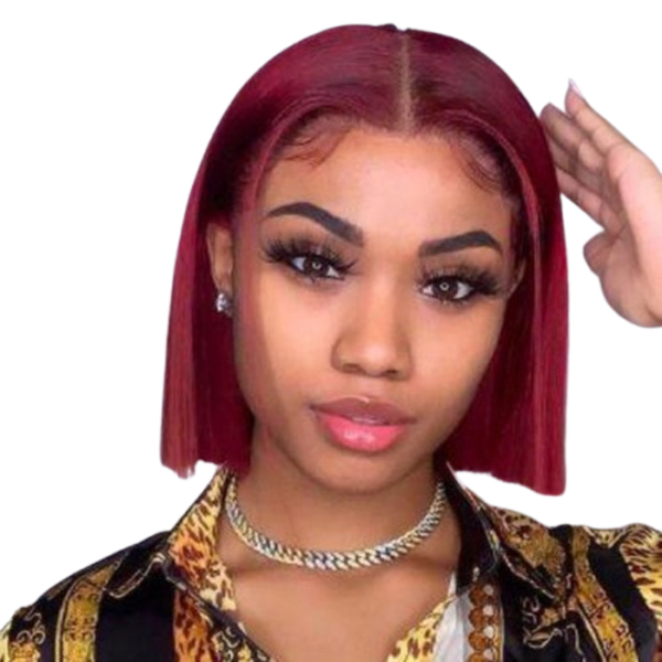Beau Diva 12 inch 99J Burgundy Bob Wig 13X4 Frontal Wig