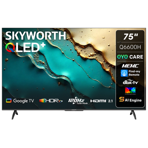 Skyworth 75" Q6600H 4K QLED Google Smart TV with Eye Care