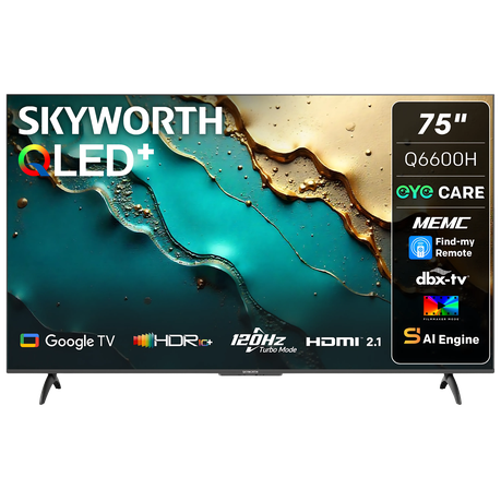 Skyworth 75" Q6600H 4K QLED Google Smart TV with Eye Care