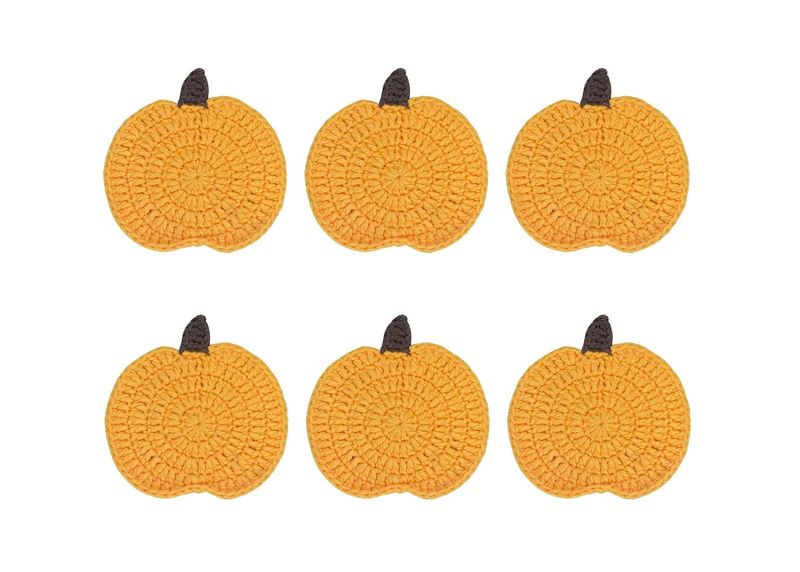 Crochet Pumpkin Coasters, Decorative and Surface-Protecting, Perfect for