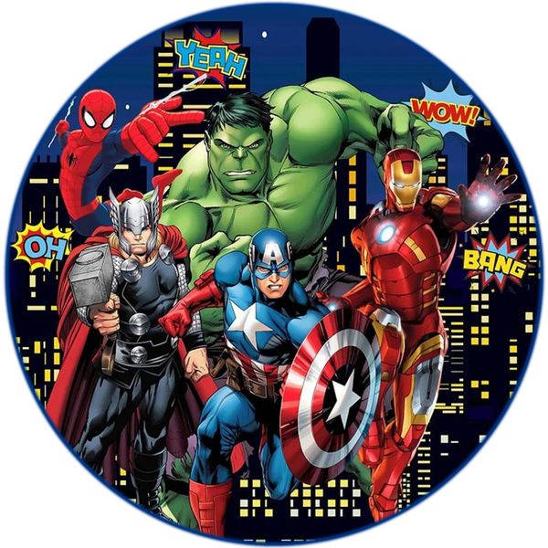 Avengers Round Wooden Vinyl Signage 63cm