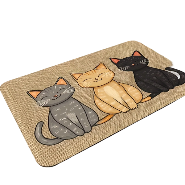 Non-Slip Cat Print Pet Feeding Mat -Waterproof, Machine-Washable &amp; Portable