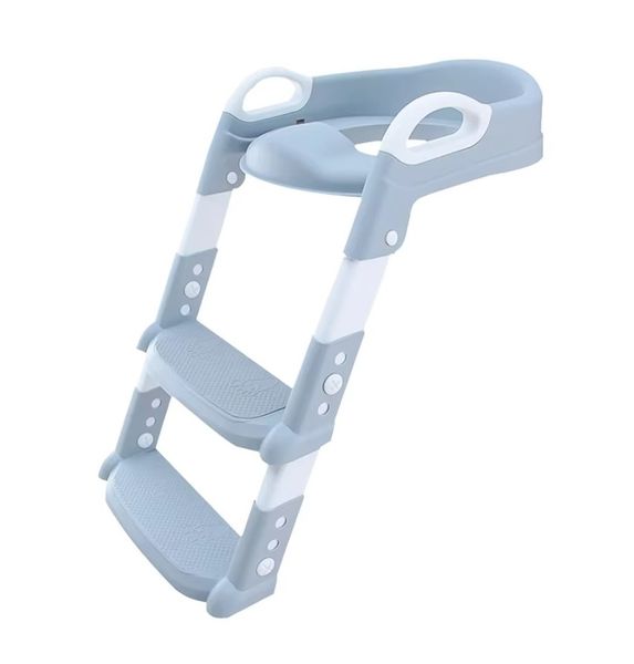 Non-Slip Ladder, Foldable Toddler Toilet Stool and Potty-White &amp; Grey