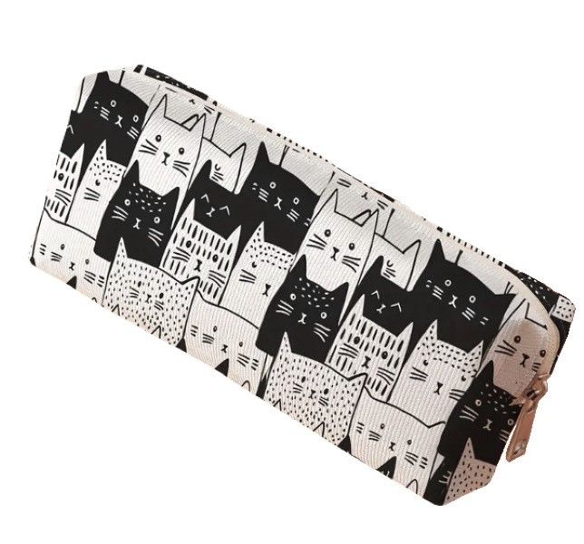 Crowded Cats Pen and Pencil Stationery Bag - Black and White