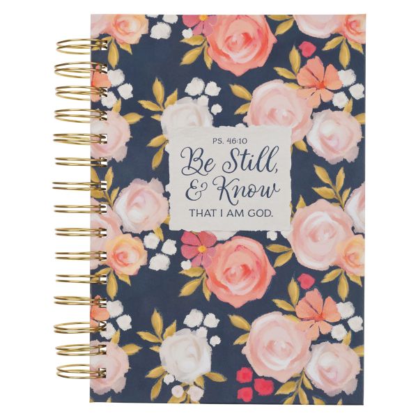 Wirebound Journal - Be Still and Know That I Am God, Painted Peonies